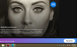 Spotify screenshot of Adele